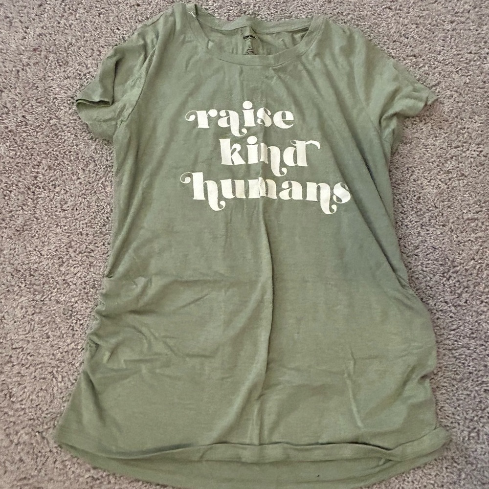 Maternity light green short sleeve shirt